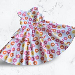 Miss Smarty Pants New Hand Crafted Pink and Yellow Flower Power Dress Size 6